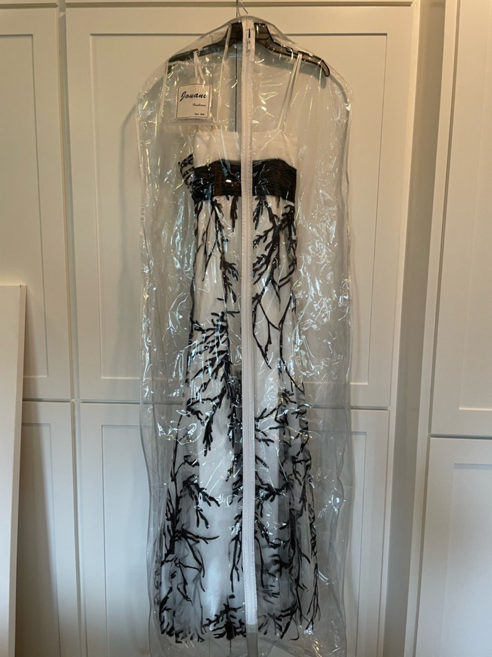 Jovani white black sequined strapless fit and flare Prom Gown - Picture 6 of 9